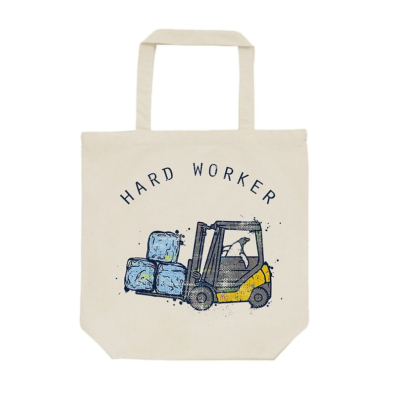 tote bag / Hard worker - 手提包/手提袋 - 棉．麻 卡其色