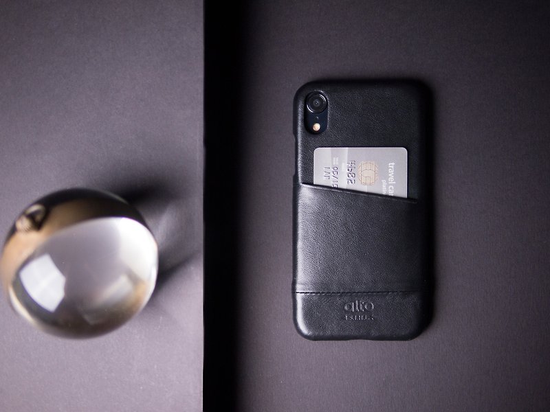 真皮手机壳 iPhone XR 6.1寸 Metro - 渡鸦黑- 定制化刻字礼物 - 手机壳/手机套 - 真皮 黑色