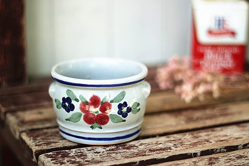 【好日恋物】荷兰Vintage手绘陶捏罐 - 花瓶/陶器 - 陶 蓝色