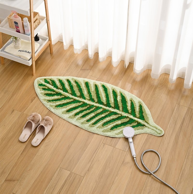绿叶簇绒浴室地垫有趣的叶子吸水脚垫防滑浴垫居家装饰礼物 - 地垫/地毯 - 聚酯纤维 绿色