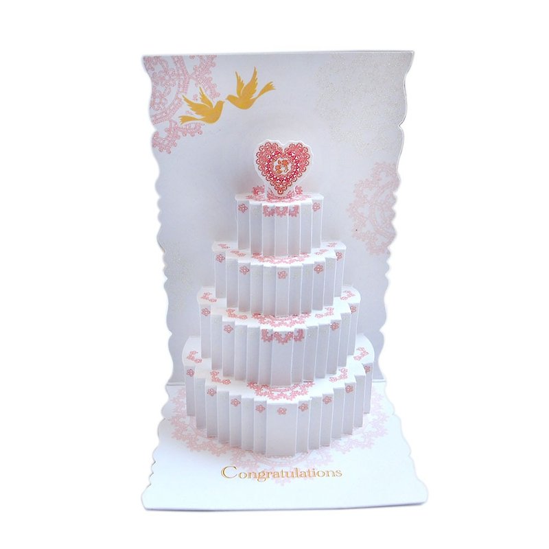 多层次立体爱心结婚蛋糕【Hallmark-JP卡片 结婚贺喜】 - 卡片/明信片 - 纸 白色