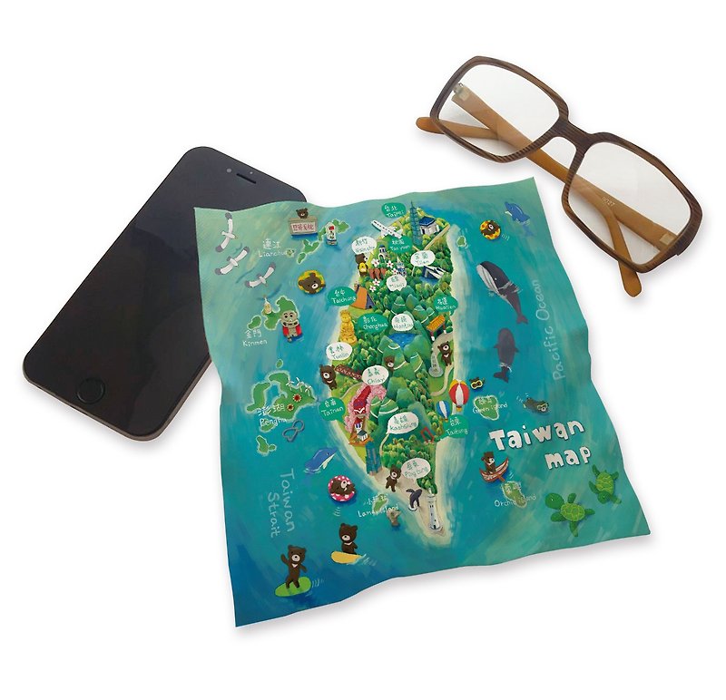 【布漾】印花万用布 台湾岛-四面环海 超细纤维=手机=平板=笔电= - 眼镜盒/眼镜布 - 其他材质 绿色