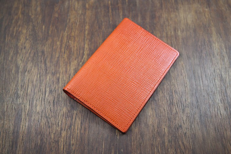 APEE皮手工~护照夹~十字纹~蜜柑橘 - 护照夹/护照套 - 真皮 