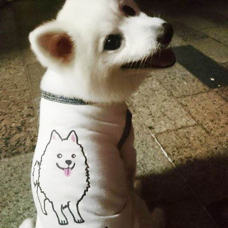 [毛孩姓名订做款] 狐狸犬 Japanese Spitz 反光衣(毛孩款) - 衣/帽 - 棉．麻 白色