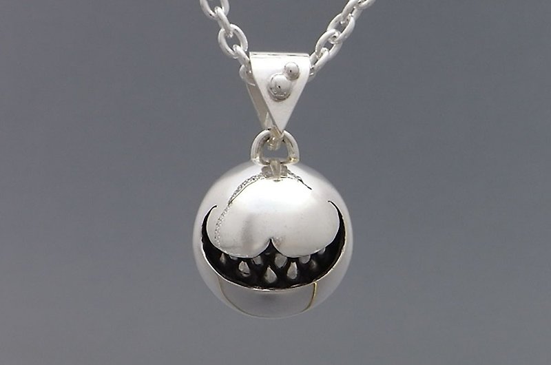 Cheshire Cat smile ball pendant L (s_m-P.46) 貓 猫 銀 戒指 指环 爱丽丝梦游仙境 sterling silver - 项链 - 纯银 银色