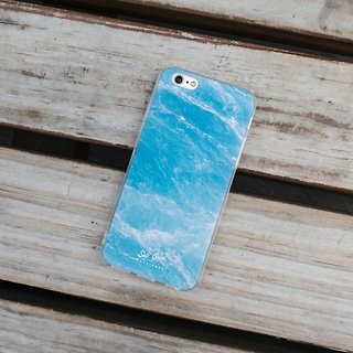 原创海蓝大理石 iPhone Samsung 手机保护壳 硬壳 透明软边
