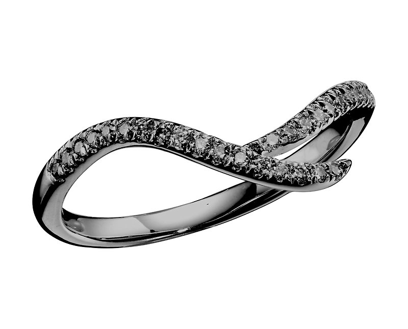 密钉镶黑钻石14k金结婚戒指 非传统植物戒指 另类树枝形求婚戒指 - 对戒 - 钻石 黑色