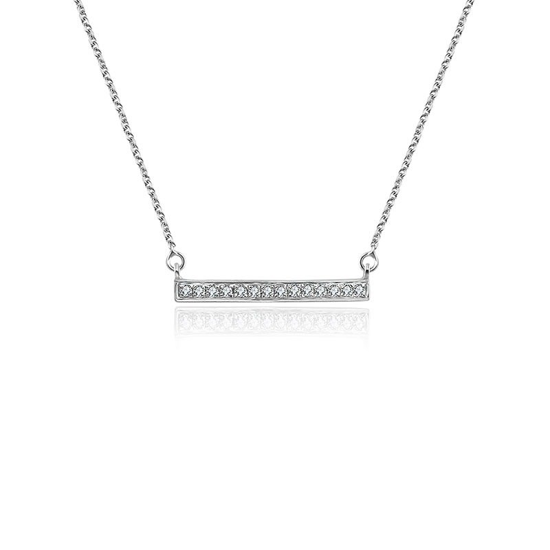 18k长方形钻石项链 - 项链 - 其他金属 灰色