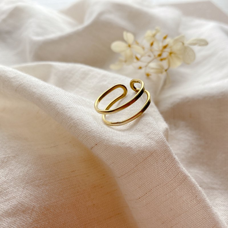 平行线-可调式黄铜戒指 - 戒指 - 铜/黄铜 金色