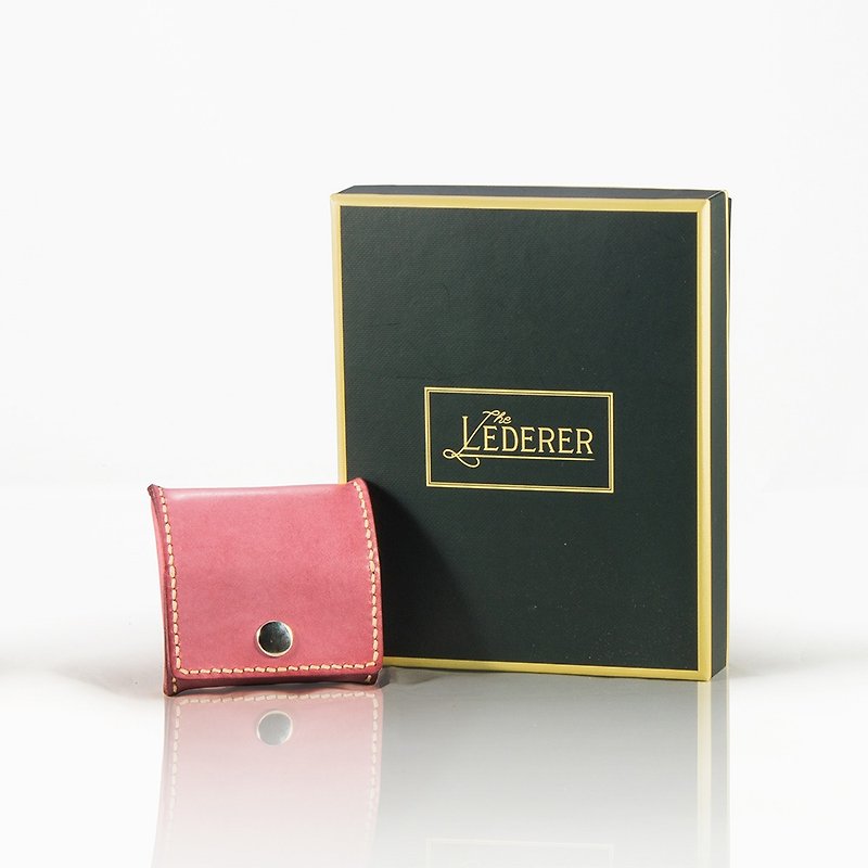 泡芙零钱包。手缝皮革材料包。BSP053 - 皮件 - 真皮 粉红色