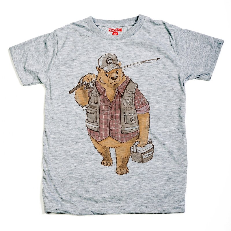 Bear catch fish soft confortatble Chapter One T-shirt - 男装上衣/T 恤 - 棉．麻 白色