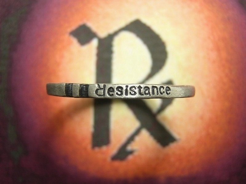 Resistance ( mille-feuille ) ( engraved stamped message sterling silver jewelry ring 抵抗 阻力 反抗 抵抗者 刻印 雕刻 銀 戒指 指环 ) - 戒指 - 其他金属 
