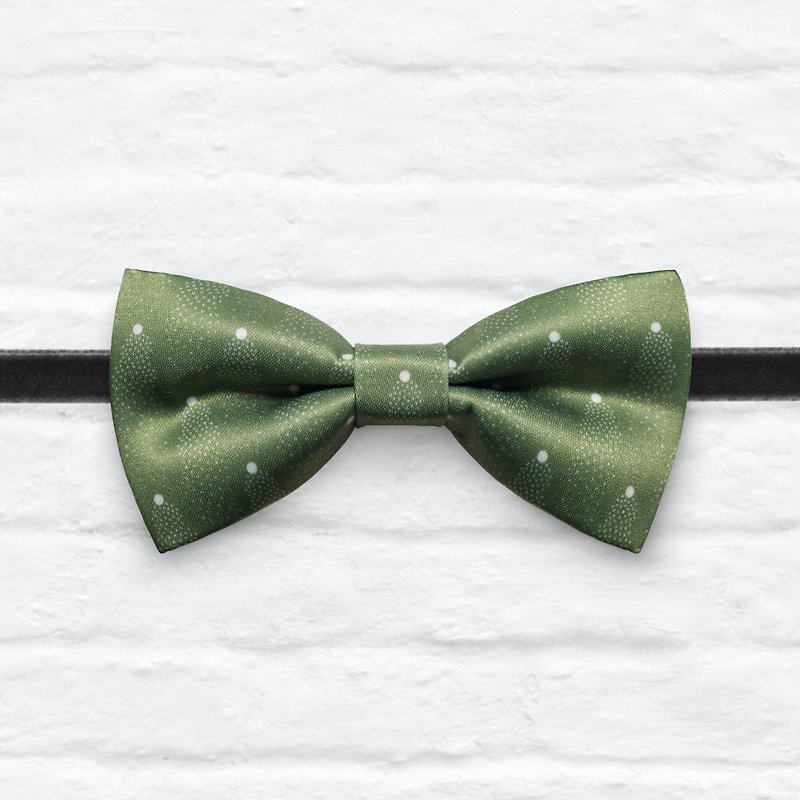 Style 0099 小幻圆点-草绿色 印花 婚礼 宴会 兄弟领结 - 颈链 - 聚酯纤维 绿色