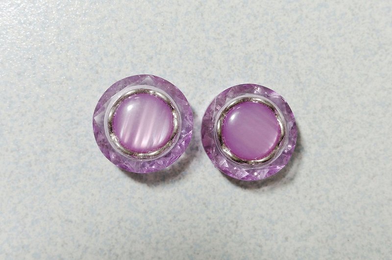幻紫冰晶复古耳环/夹式/针式 - 耳环/耳夹 - 塑料 紫色