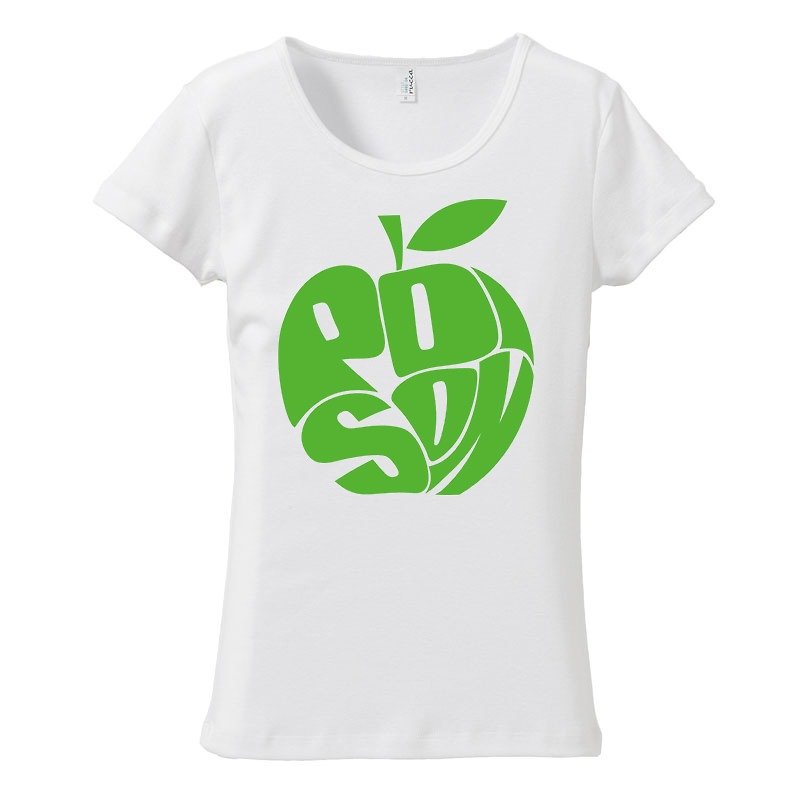 [レディースTシャツ] 毒リンゴ / green - 女装 T 恤 - 棉．麻 白色