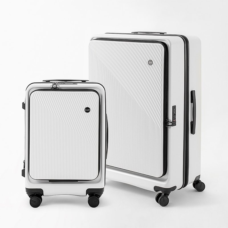 Dreamin Inno系列20+24寸前开式行李箱/登机箱-月牙白组 - 行李箱/行李箱保护套 - 塑料 白色