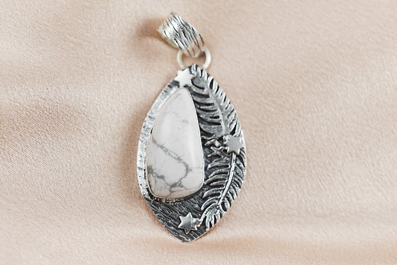 白纹石坠子∣礼物 母亲节 毕业 - 项链 - 宝石 白色