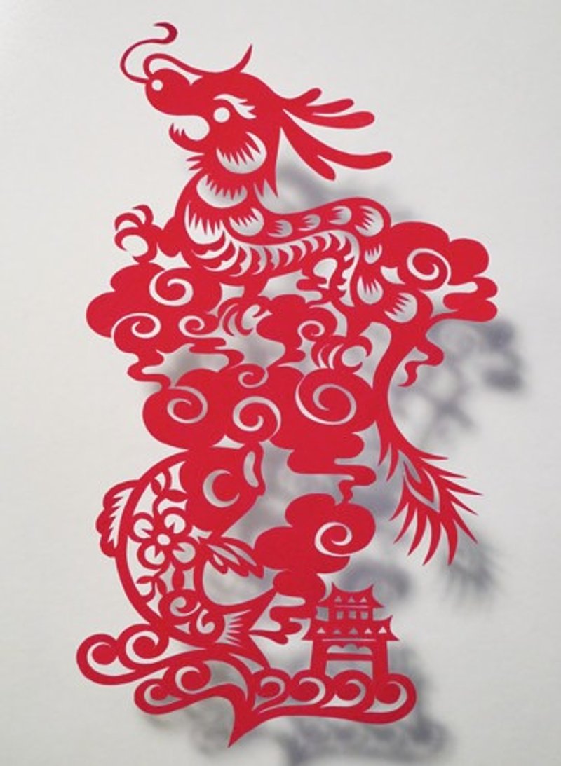 切り紙・鯉魚跳竜門　鯉の滝登り - 海报/装饰画/版画 - 纸 红色