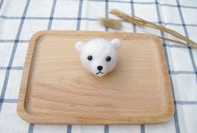 羊毛毡 球型 动物 熊 北极熊 胸针 扣针 别针 - 胸针 - 羊毛 白色