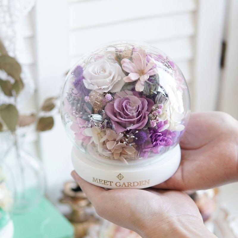 薰衣草紫玫瑰保鲜花LED水晶球 - 摆饰 - 玻璃 紫色