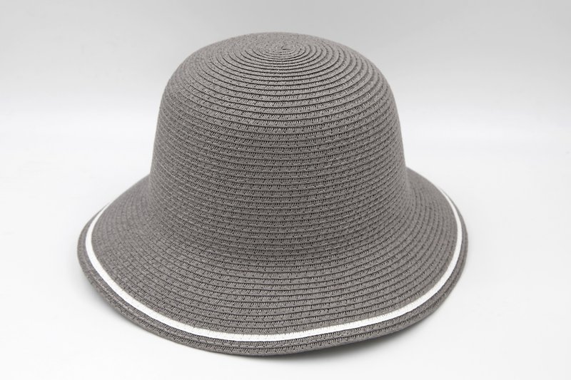 【纸布家】双色渔夫帽(灰色)纸线编织 - 帽子 - 纸 灰色