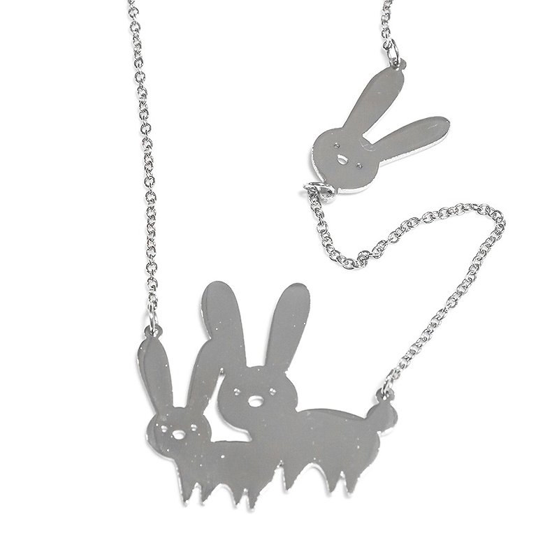 Cute rubbit 2 steps necklace - 项链 - 其他金属 银色