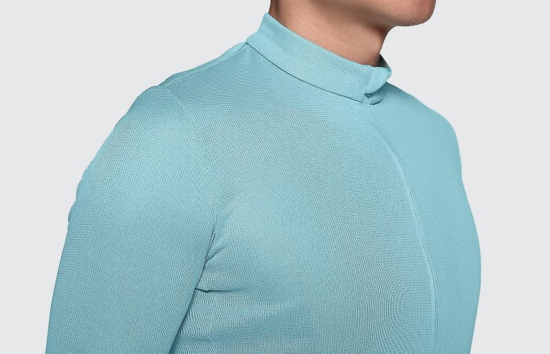 基本款、素色、淡蓝、极简车衣 - 男装上衣/T 恤 - 聚酯纤维 蓝色