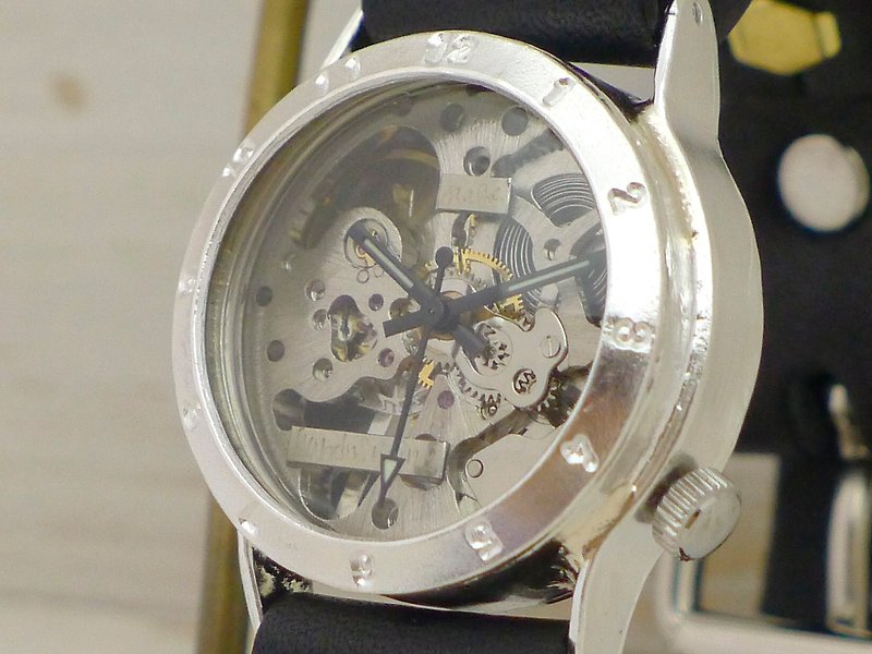 SHW027 アラビアベゼル 手巻きSilver925 Men's 32mm 手作り腕時計 (SHW027アラビア) - 女表 - 纯银 银色