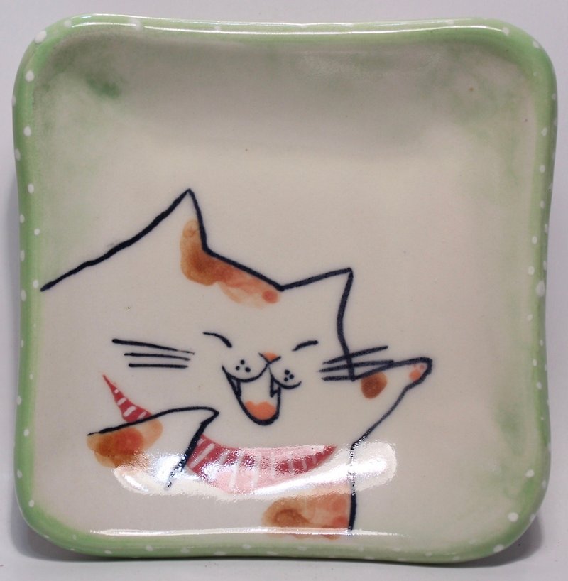猫日常-彩绘猫盘 - 盘子/餐盘/盘架 - 陶 白色