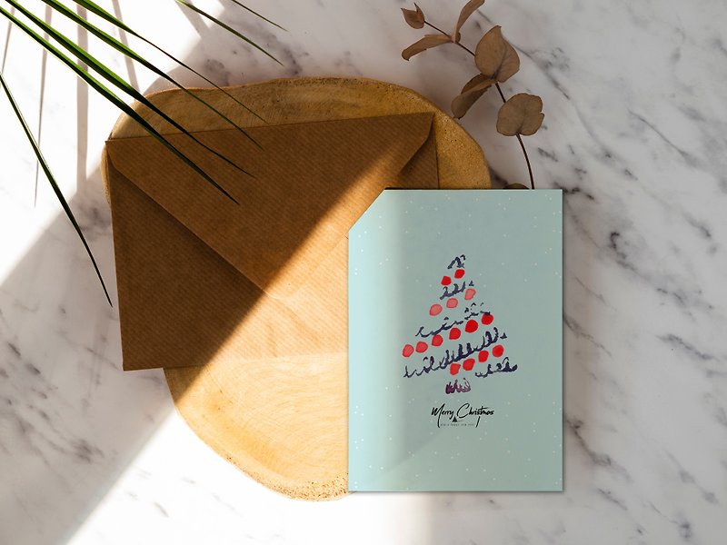 蓝色点点小树圣诞卡片【CM17136】洛可可草莓 WELKIN手创明信片 - 卡片/明信片 - 纸 