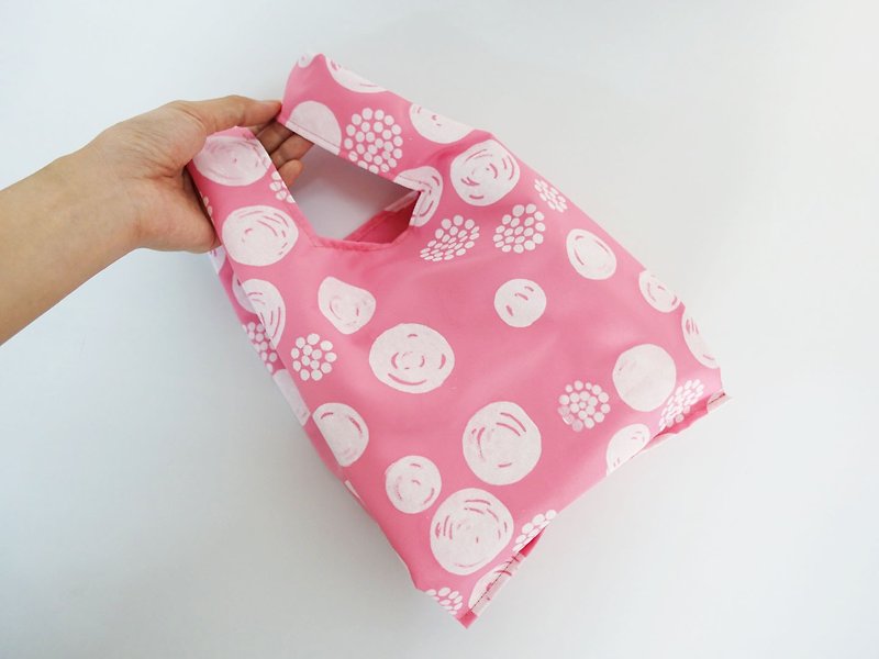 环保小型购物袋  饮料食物提袋  粉嫩球花 - 手提包/手提袋 - 防水材质 粉红色