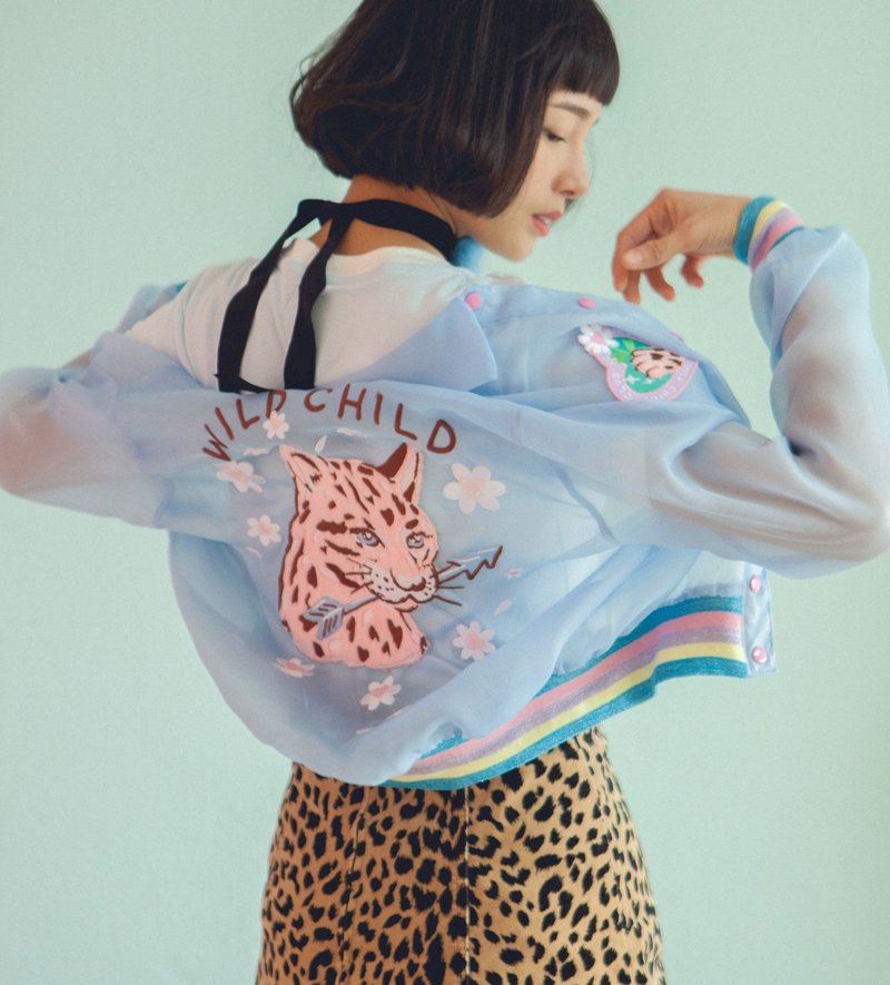 Wild Child Bomber Jacket (Blue). - 女装上衣 - 其他材质 蓝色