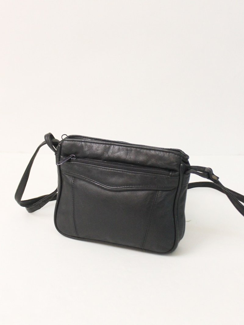 复古欧洲80s黑色简约外出侧背古董包 European Vintage Bag - 侧背包/斜挎包 - 人造皮革 黑色