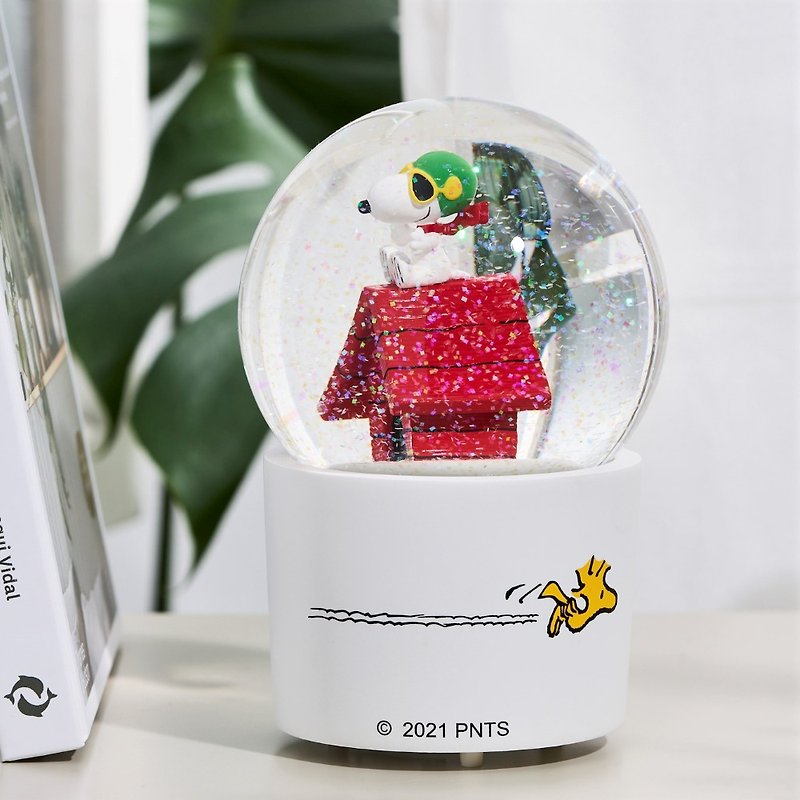 Snoopy史努比王牌飞行员 水晶球音乐盒花生漫画生日圣诞交换情人 - 摆饰 - 玻璃 