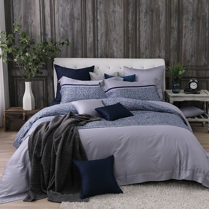 (双人尺寸)一念心至-顶级500织超级匹马棉两用被床包四件组 - 寝具 - 棉．麻 蓝色