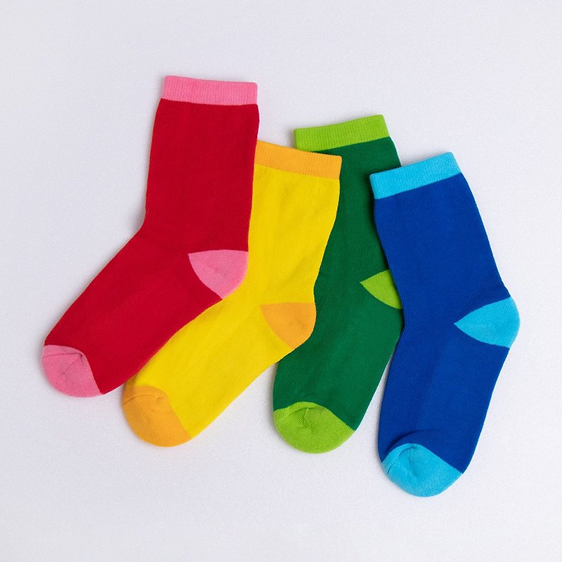 【WARX抑菌除臭袜】玩色拼接 中筒童袜 (共5色) - 袜子 - 棉．麻 