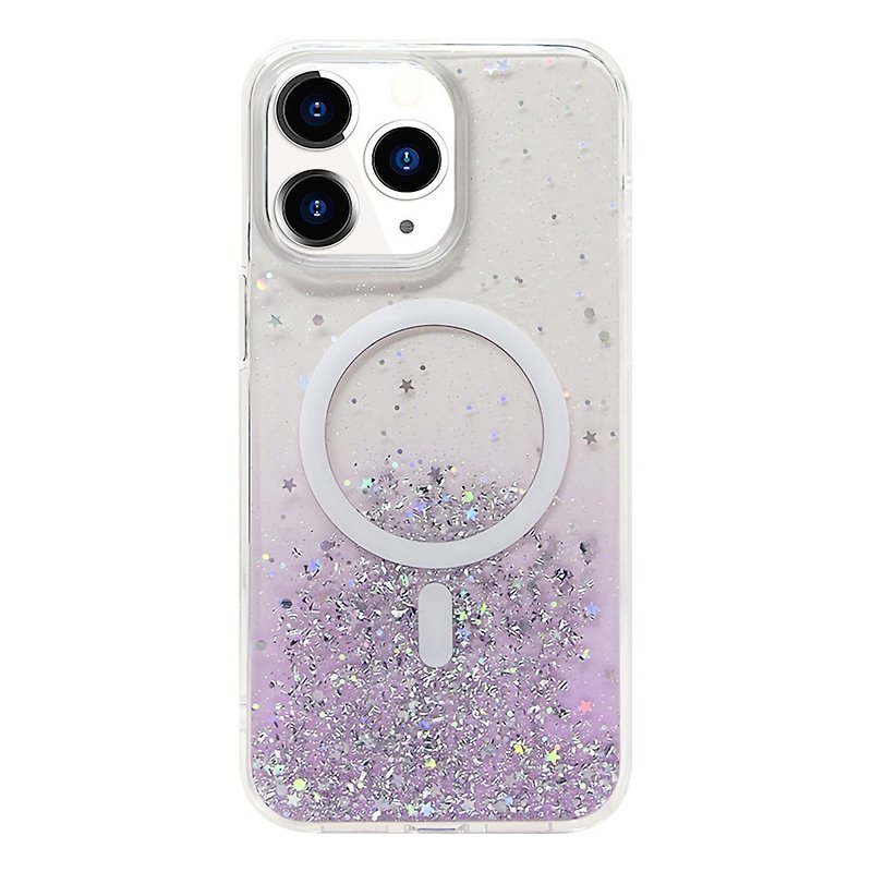 iPhone15/Pro/Pro Max 3D闪亮星砂晶钻手机保护壳-紫 支持MagSafe - 手机壳/手机套 - 塑料 多色