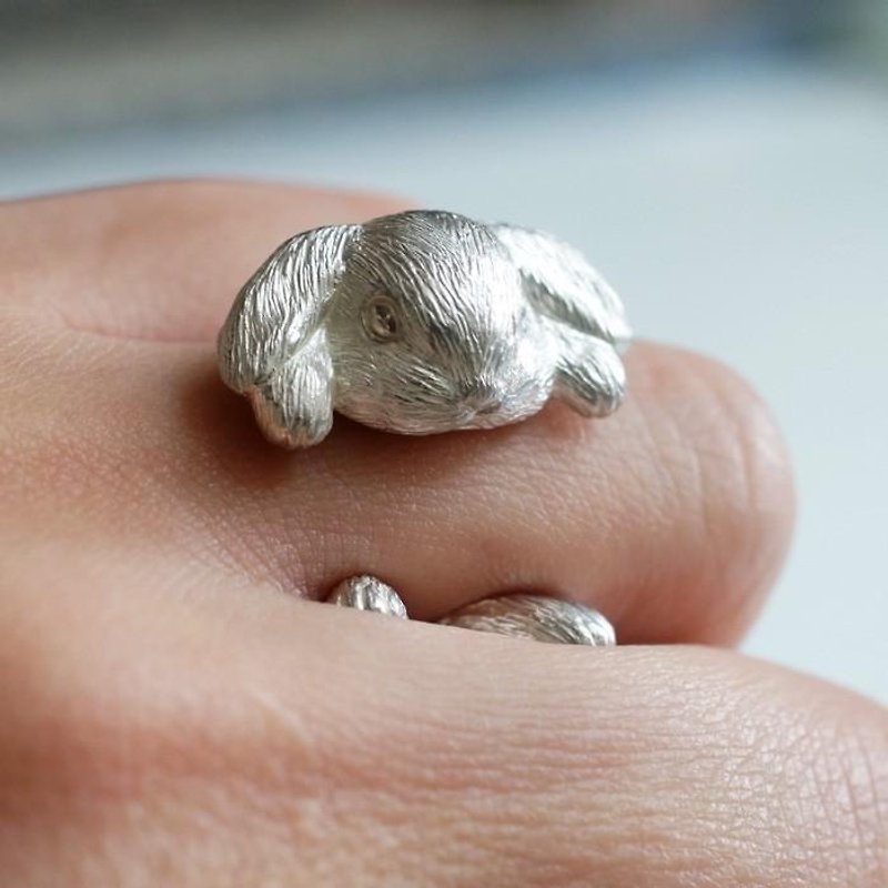 白ホーランドロップイヤーのリング - 戒指 - 其他金属 银色