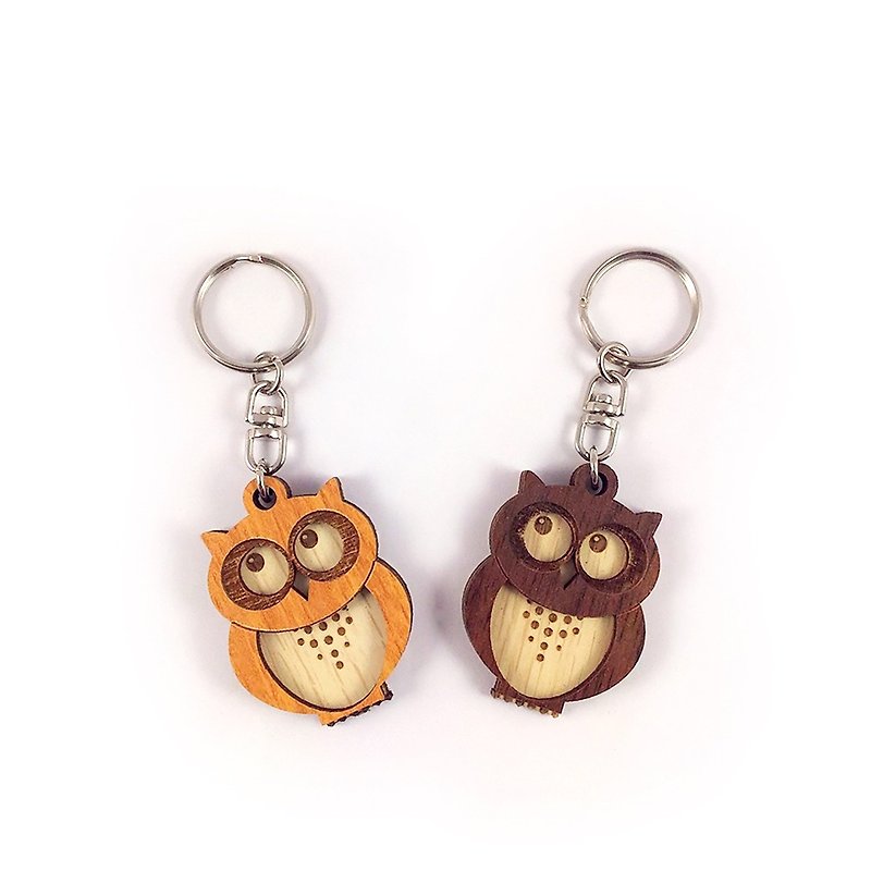 【教师节礼物】木雕钥匙圈-猫头鹰 - 钥匙链/钥匙包 - 木头 咖啡色