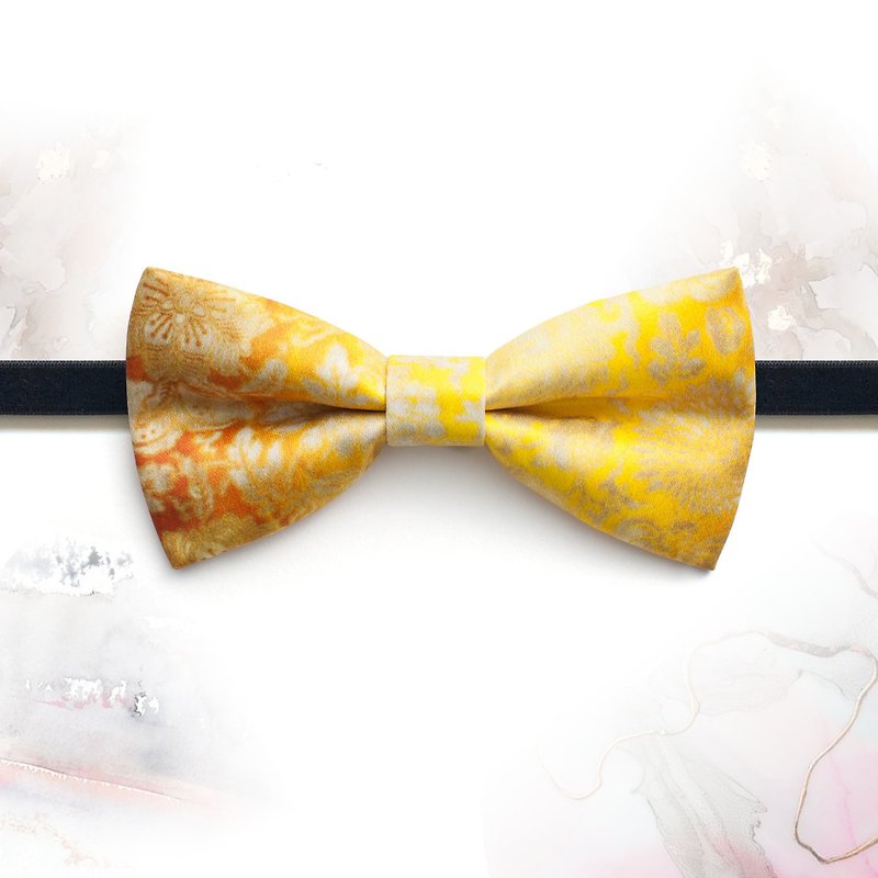 Style 0162 黄的锦缎 印花缎面领结 可订制 可按需印字 - 颈链 - 其他人造纤维 黄色