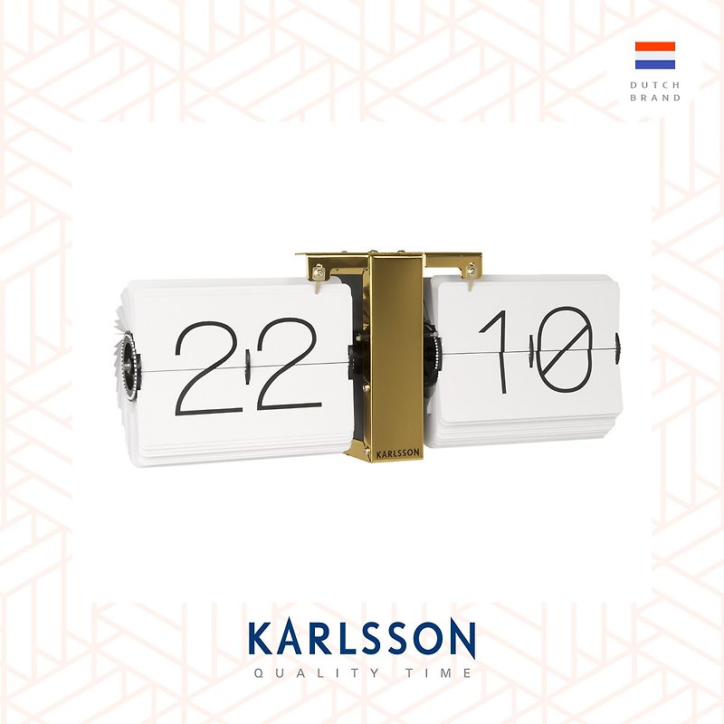 荷兰Karlsson Flip clock No Case white(Table/Hanging)白色金座 - 时钟/闹钟 - 其他金属 金色