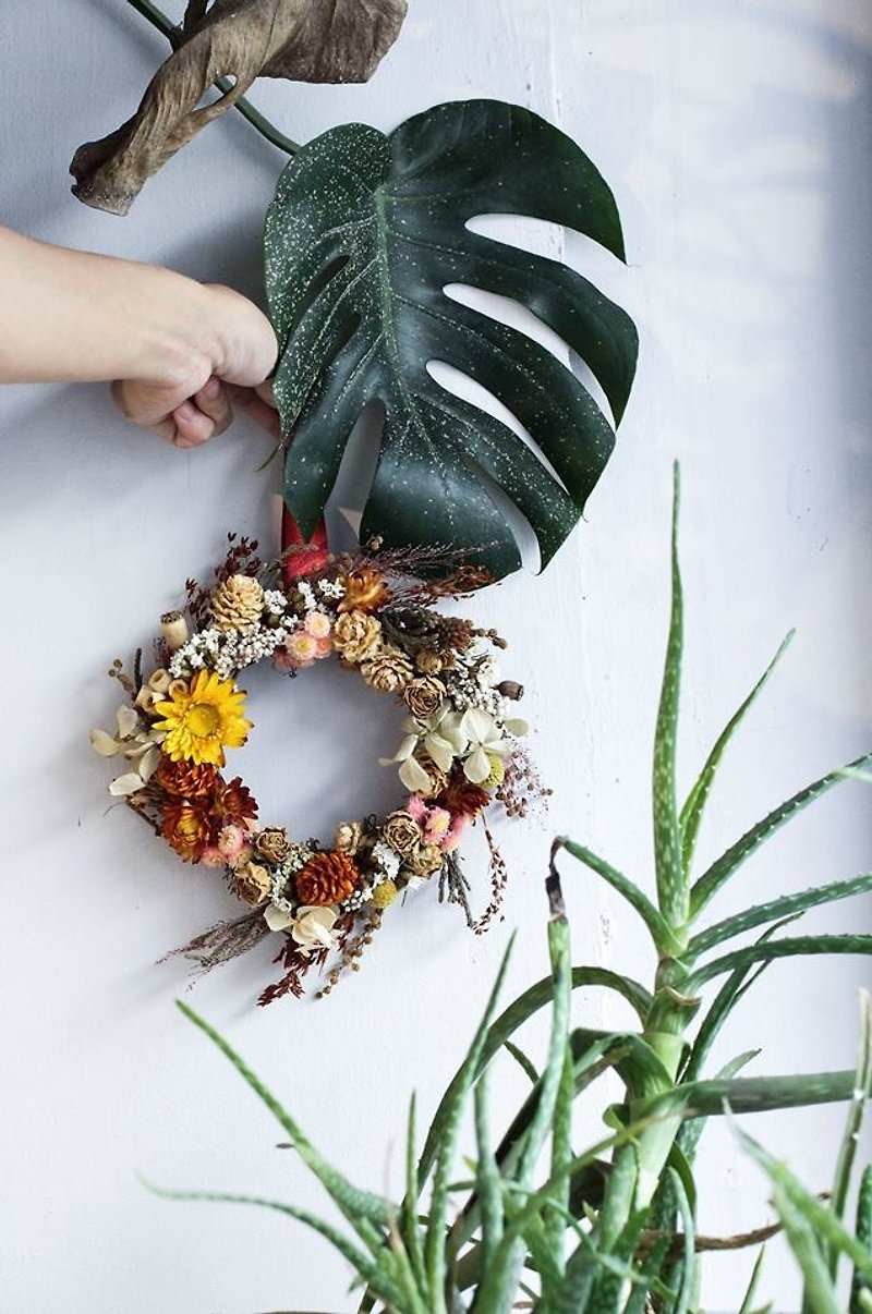 Flower Wreath!!【太阳神-阿波罗Apollo】干燥花圈 花圈 空间布置 送人小礼 - 植栽/盆栽 - 植物．花 橘色