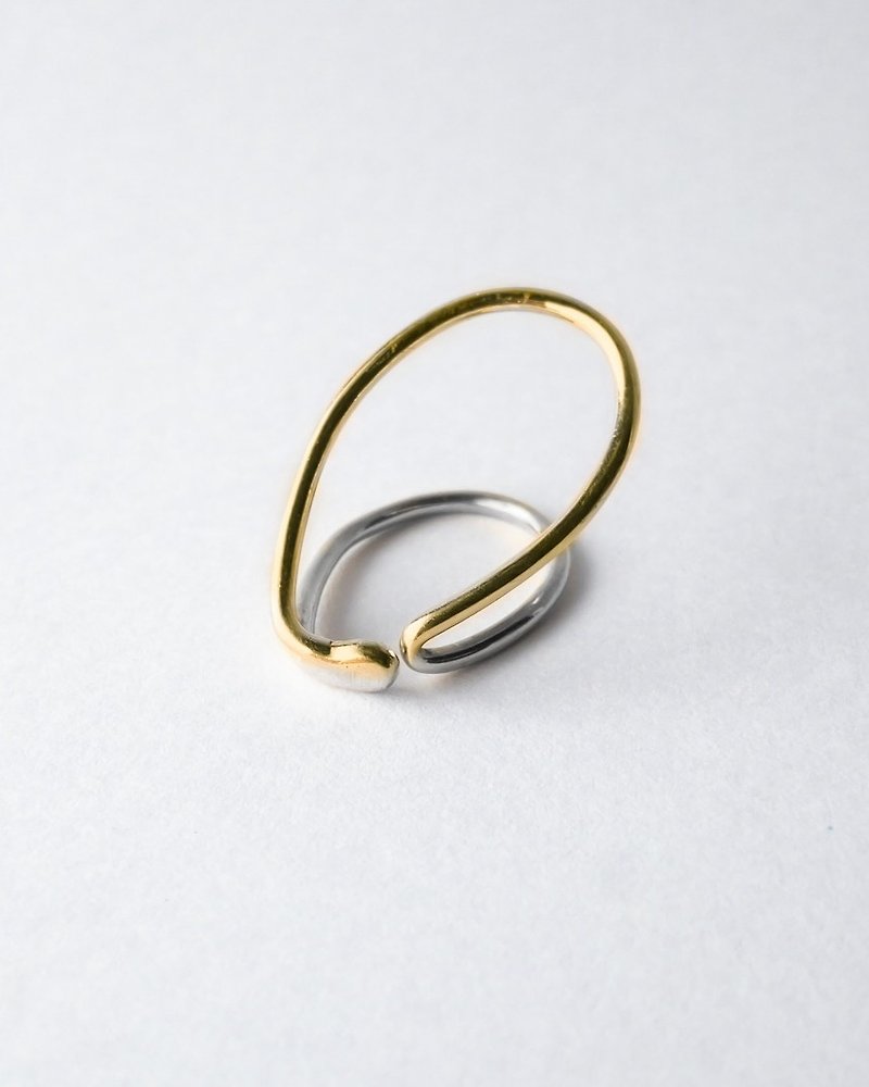 Custom double ring, ear cuff / Interchangeable /着せ替えダブルリング・イヤーカフ/ MIX-GLD-SLV - 戒指 - 纯银 金色
