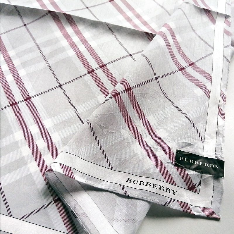 Burberry Vintage Handkerchief Check 23.5 x 23.5 inches - 丝巾 - 棉．麻 灰色