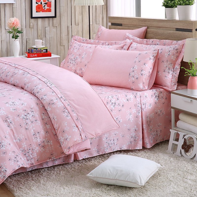 加大尺寸清新花漾(粉)-天丝两用被床罩六件组【100%莱赛尔】 - 寝具 - 丝．绢 粉红色