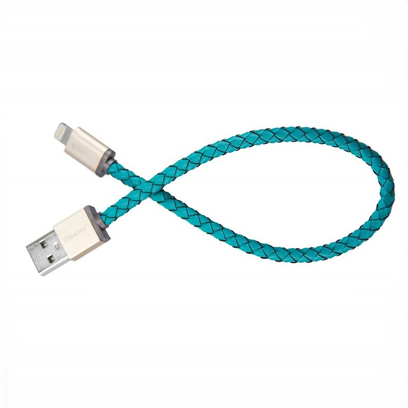【福利品】PlusUs Lightning - USB时尚传输 25cm 编织绿松石 - 充电宝/传输线 - 其他材质 绿色