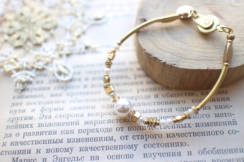 贝朵的秘密-珍珠 黄铜手环 - 手链/手环 - 其他金属 白色