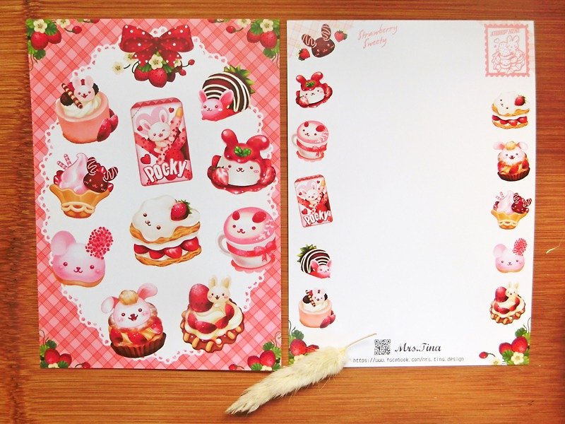‘草莓兔’明信片 - 卡片/明信片 - 纸 粉红色
