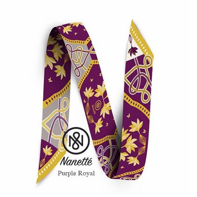 Purple Royal Twilly - 丝巾 - 丝．绢 紫色