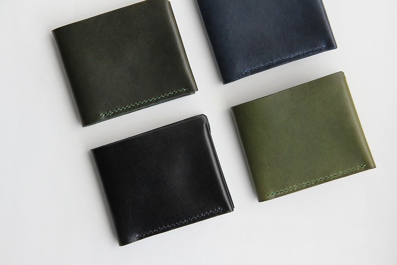 Leather Wallet – Black,Dark Green - 皮夹/钱包 - 真皮 黑色